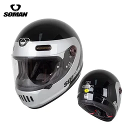 SOMAN Full Face Motorcycle Helmet Retro Moto Helmets Man Woman Casco Visor Motorbike Accessories DOT Approved Capacetes 헬멧 오토바이헬