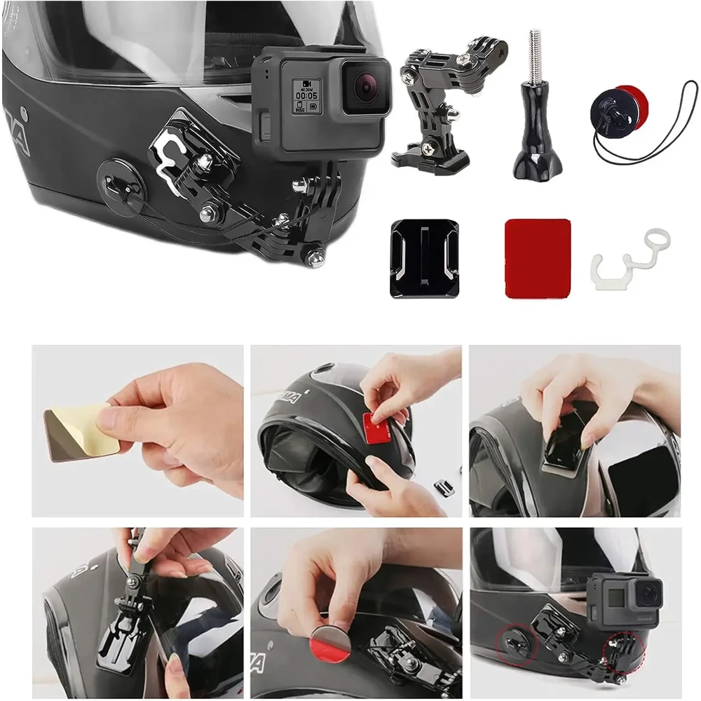 Accessories Kit for GoPro Hero 13 12 11 10 9 8 7 6 5 4 SJCAM AKASO Osmo Motorcycle Helmet Chin Mount Go Pro Insta360 image 2