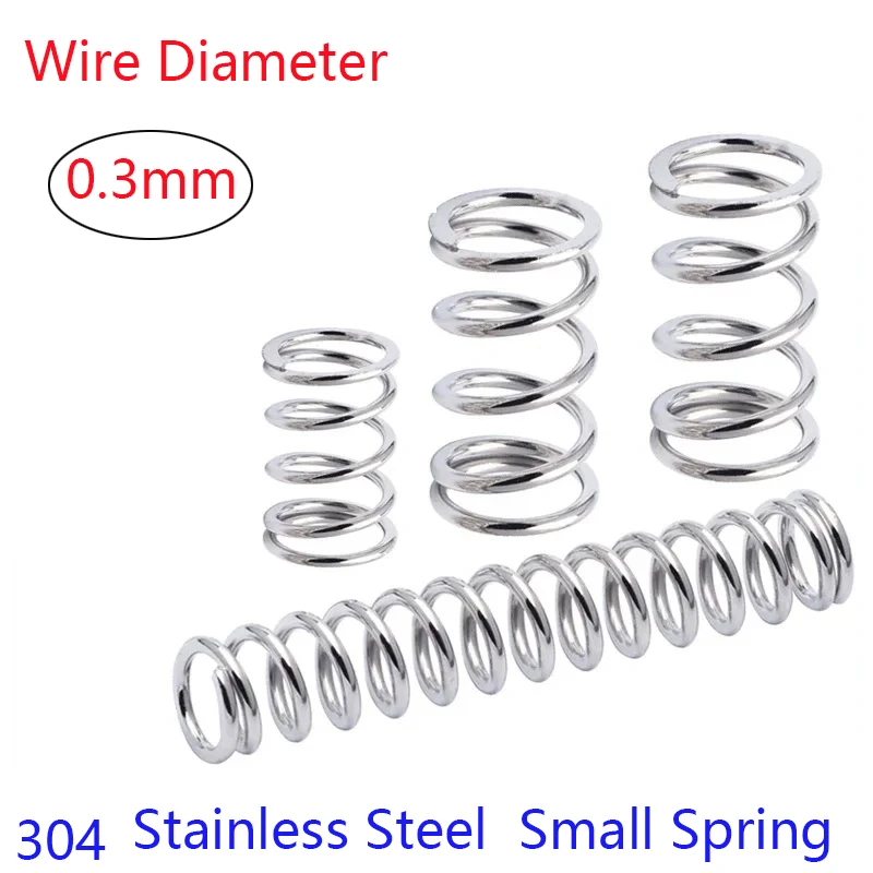 

10pcs 304 stainless steel small spring wire diameter 0.3mm outer diameter 4mm 5mm length 8-18mm