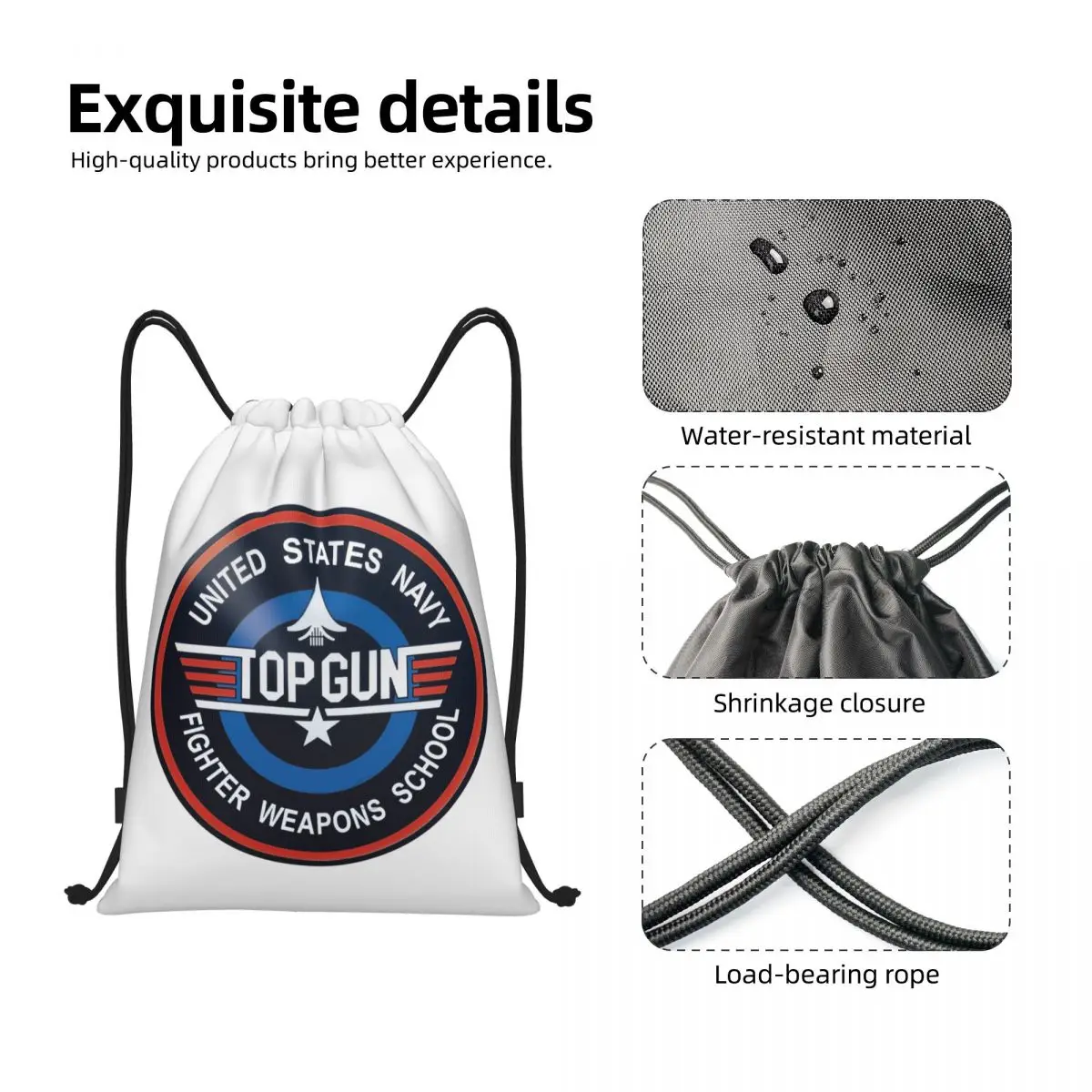 Air Force Fighter Jets Top Gun Drawstring Backpack Women Men Gym Sport Sackpack Portable Maverick Film Training Bag Sack