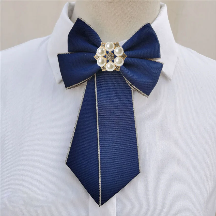 

British College Style Bow Tie Brooch Fashion Korean Women's Business Bank Suit Accessories Collar Flowers Handmade Ribbon Pins