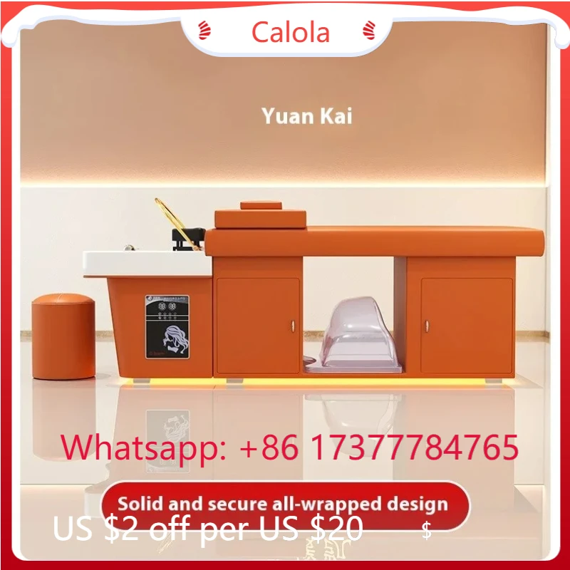 

Luxury Hair Salon Shampoo Chair with Steamer Commercial Hairdressing Washing Treatment Bed Salon Barber Furniture