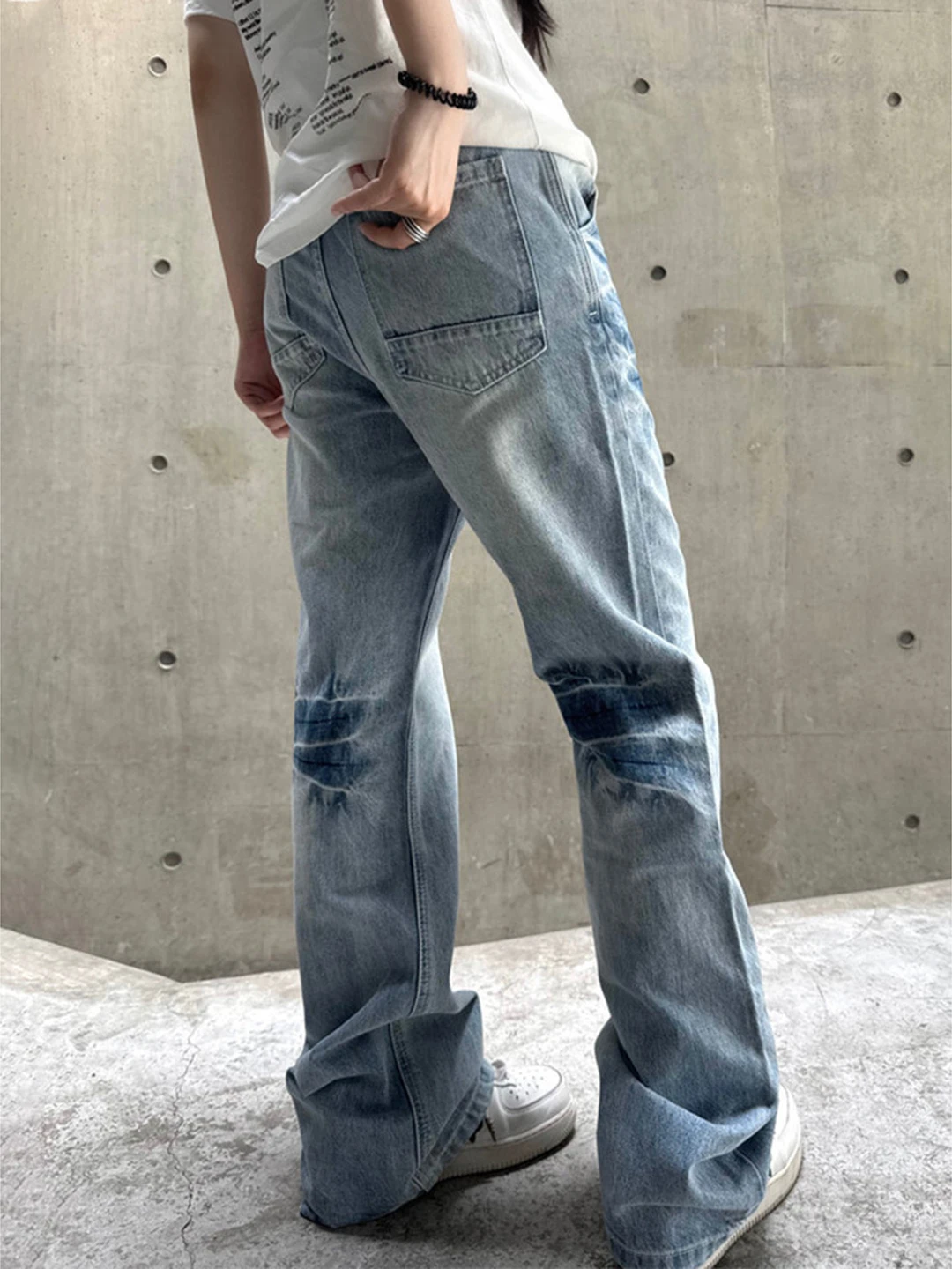 

Синие джинсы прямого кроя с узором в виде молнии, мужские джинсы High Street Vibe Cleanfit с завышенной талией, повседневная одежда