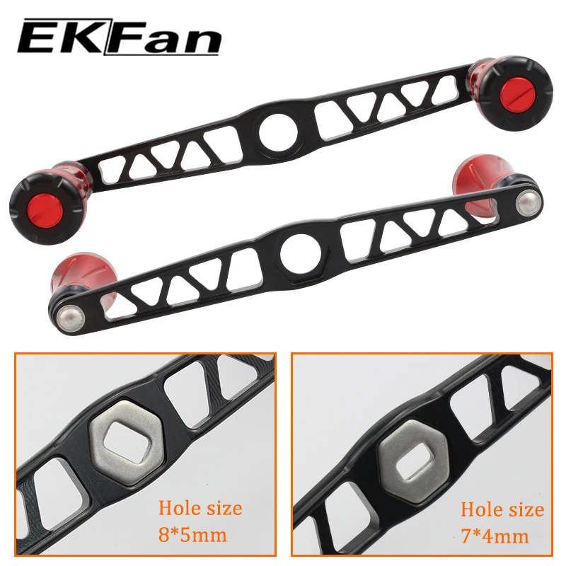 EKFan 130MM Aluminiumlegierung Doppelknopf Angelrollen-Griff Universell A/S/D 8*5/7*4mm Loch Baitcasting-Köderrollen-Griff DIY-Teile – Detail 10