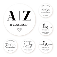 100 Pcs Personalized Round Label Stickers Custom Stickers of Name Date Thank You,for Bridal Shower Wedding Party Favors