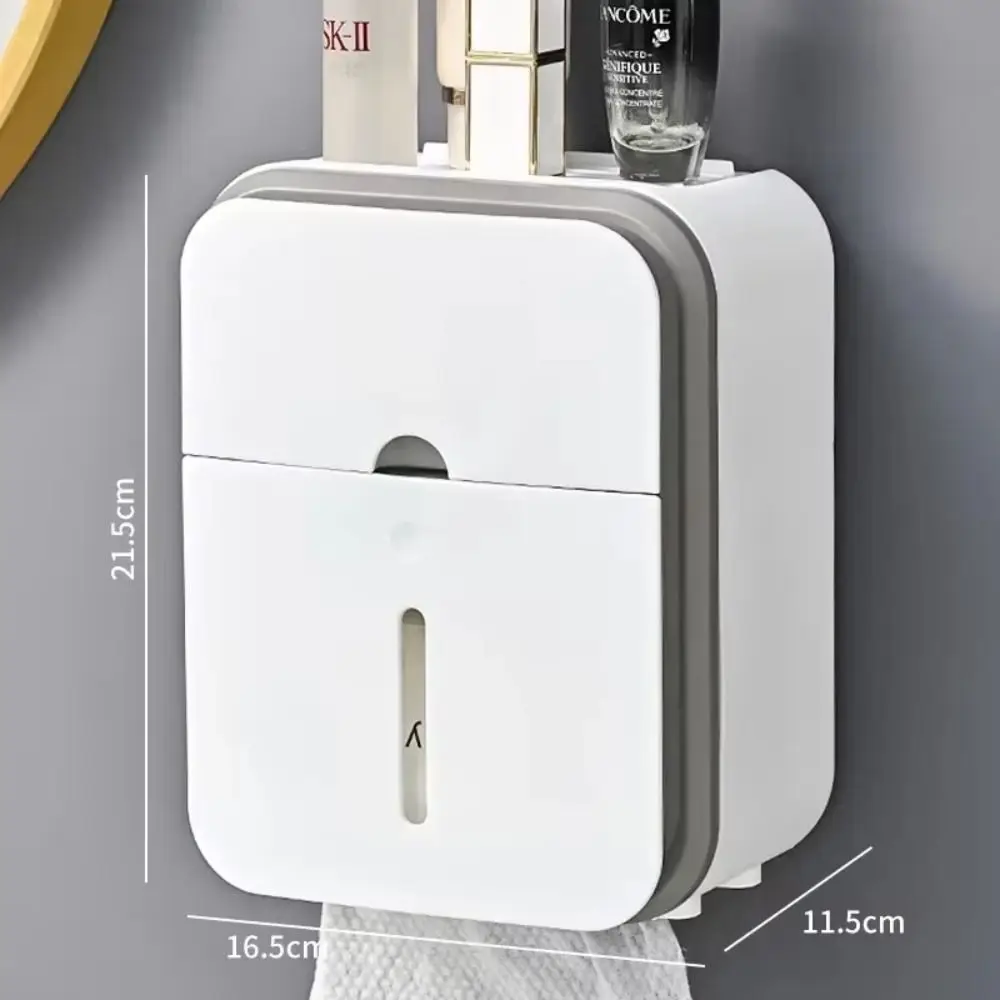 New Wall Mounted Toilet Tissue Box Large Capacity Waterproof Tissue Box Double Layer Toilet Paper Holder Bathroom Accessories - view 6