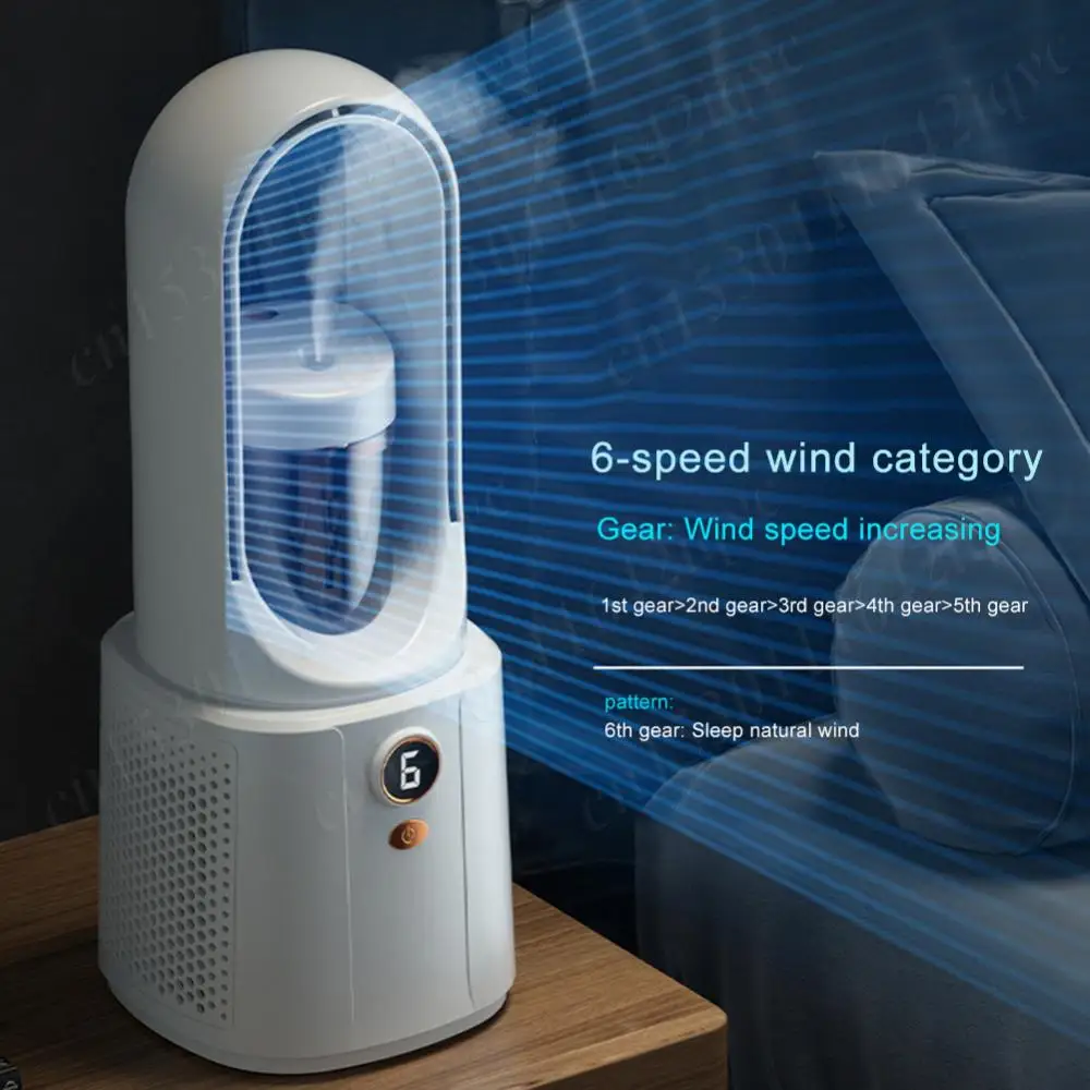 

Mini Bladeless Fan Spray Air Cooler with Night Light Air Humidifier USB Fan Portable Silent Air Conditioner Fan Standing Fan