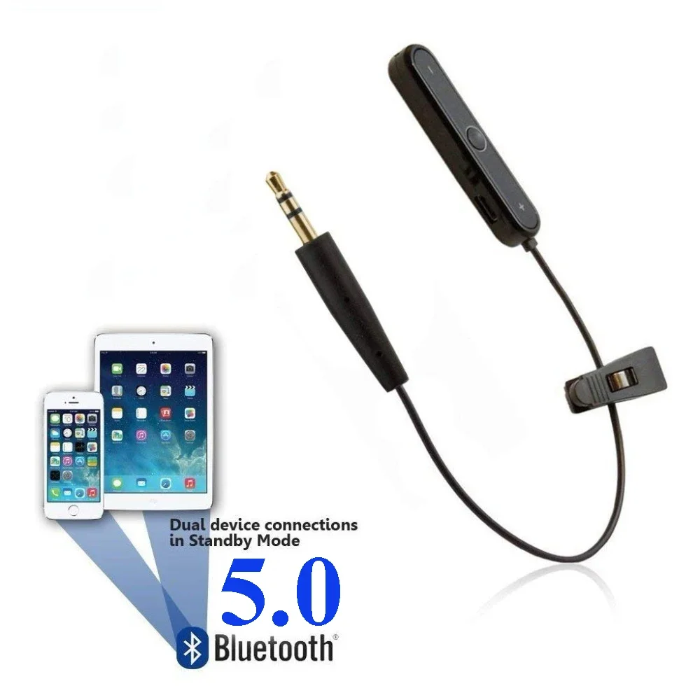 Adaptador de Audio estéreo Bluetooth 5,0, receptor de música manos libres inalámbrico de 2,5mm para auriculares AKG Y50 Y40 Y55 K490NC K545 con Clip