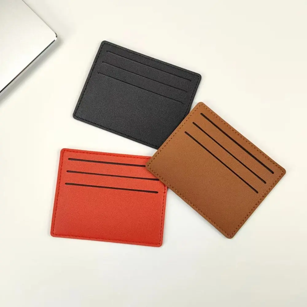 Solid Color PU Leather Card Holder Multi-position Korean Style ID Credit Card Case Simple Buse Card Case Short Card Bag Students