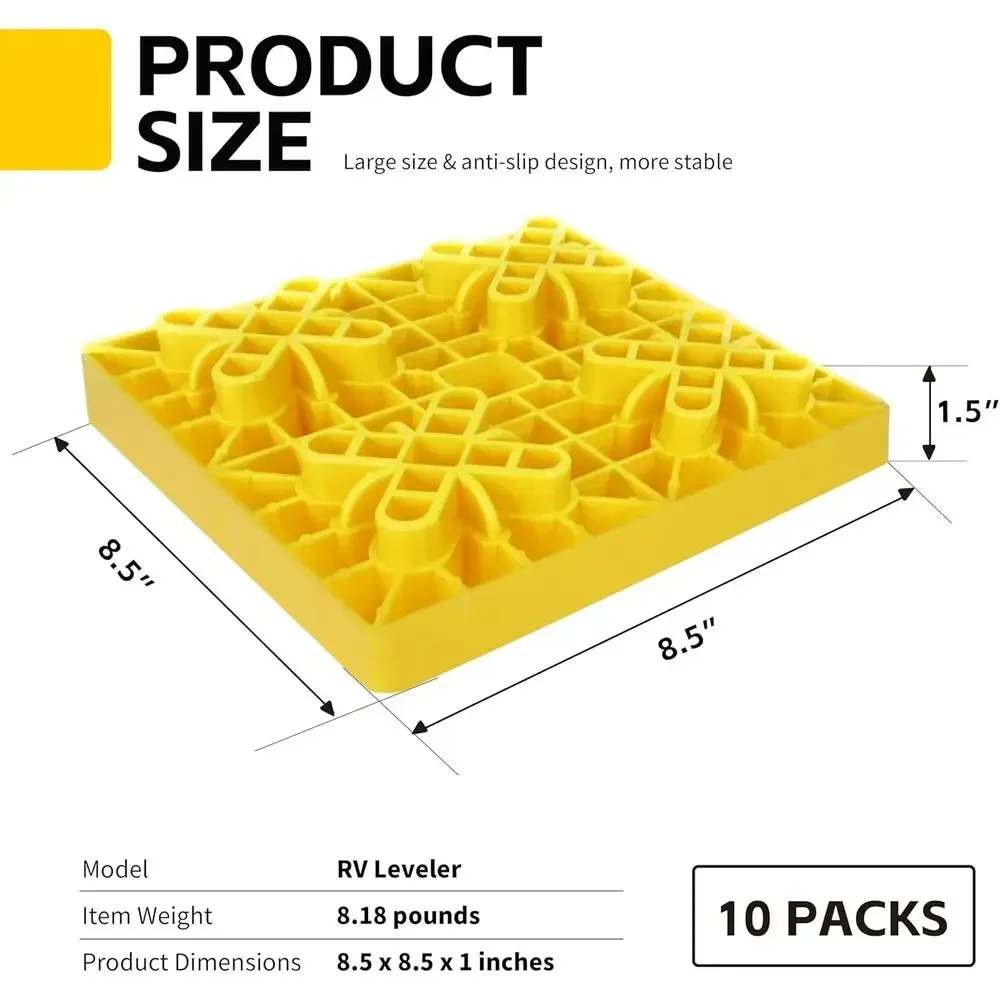 MaxxHaul 50955 High Visibility RV Leveling Blocks With Interlocking Nested Design & Comes With Zippered Storage Bag Measures 8.5