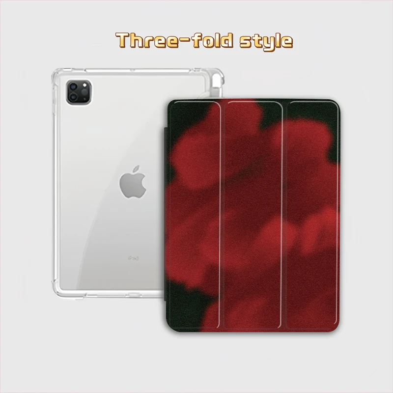 

Чехол для планшета в стиле ретро с красным матовым цветочным принтом для iPad Pro 10/11 дюймов 2020/6-го/7-го/8-го поколения/Air 3-го/4-го/9-го/5-го поколения 2022/Air