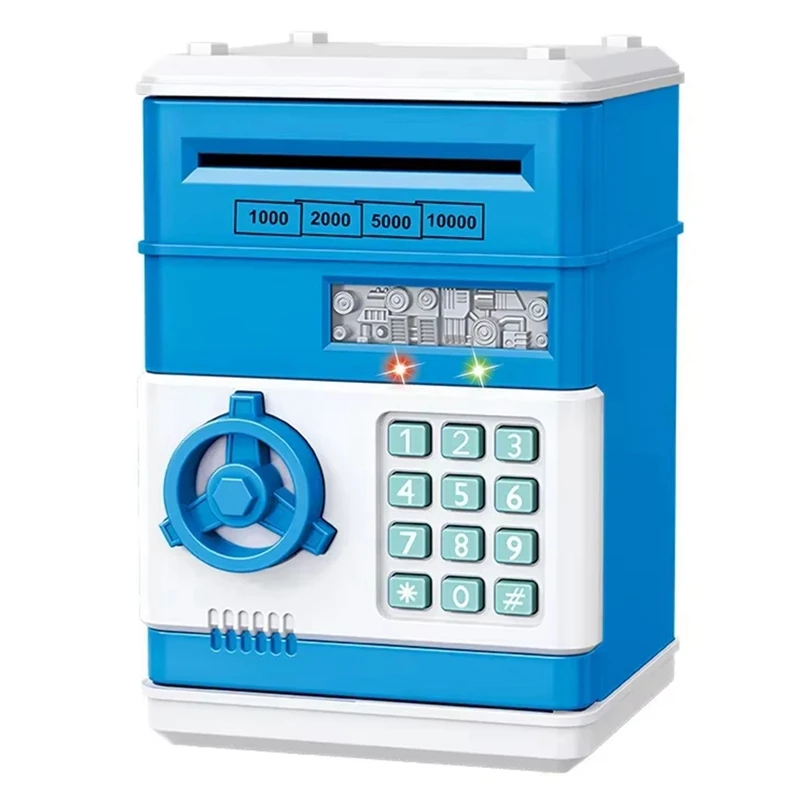 Electronic Piggy Bank Automatic Mini Security Coin Cash Savings Box Password Key Lock Bank ATM Gift For Children