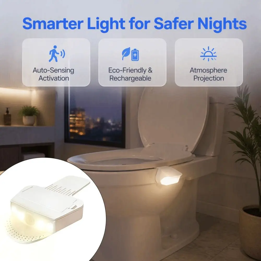 Motion Sensor Toilet Night Light Soft-Light Automatic Toilet Bowl Light LED Light Waterproof Design Soft-Light Toilet Light