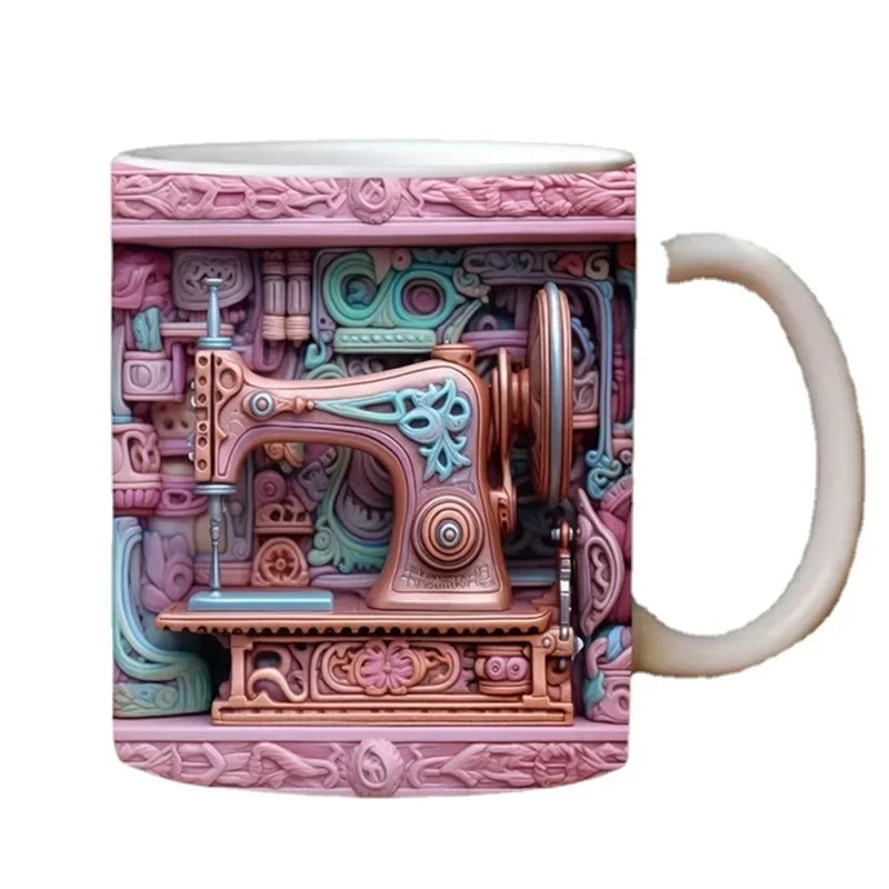 New 3D Sewing Painted Mug Creative 3D Space Mug Christmas Gift Home Decor Mugs Coffee Cups Room Decoration And Display-FUNN