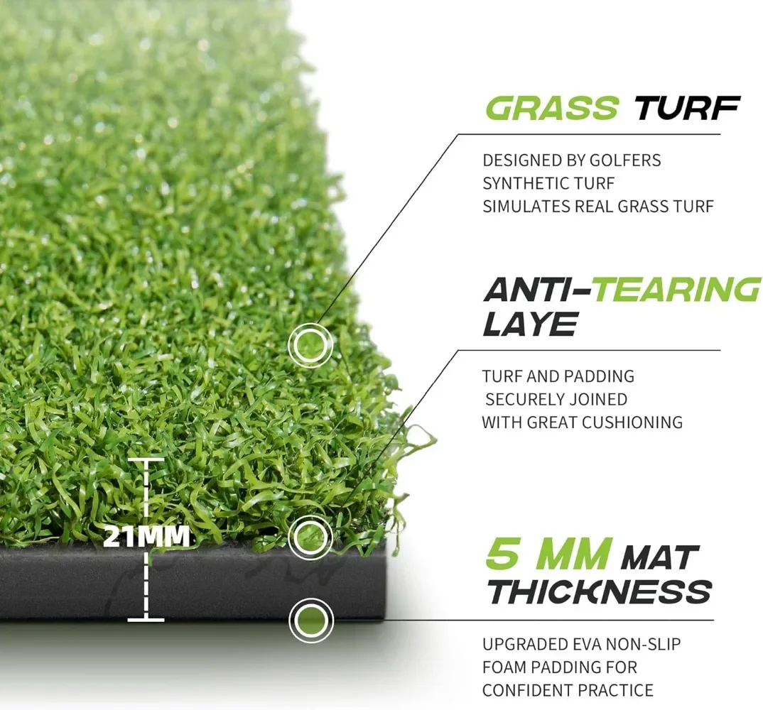 Golf Hitting Mats Practice Outdoor Indoor, Artificial Turf Golf Practice Mats with Rubber Tees, 9 Golf Balls