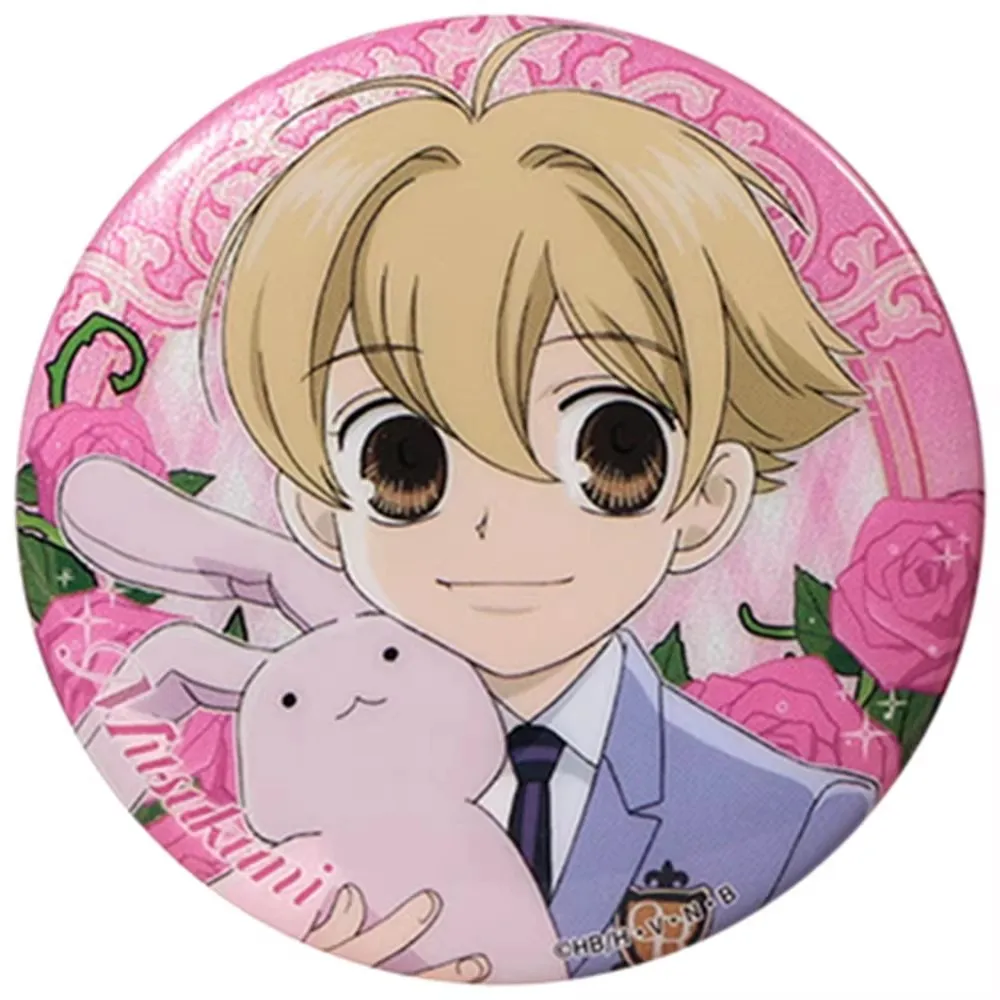 Anime Ouran Oran High School Host Club Fujioka Haruhi Kyoya Ootori Cosplay COSTUME Badge Pin SPTE Tinplate Brooch Prop Gilf