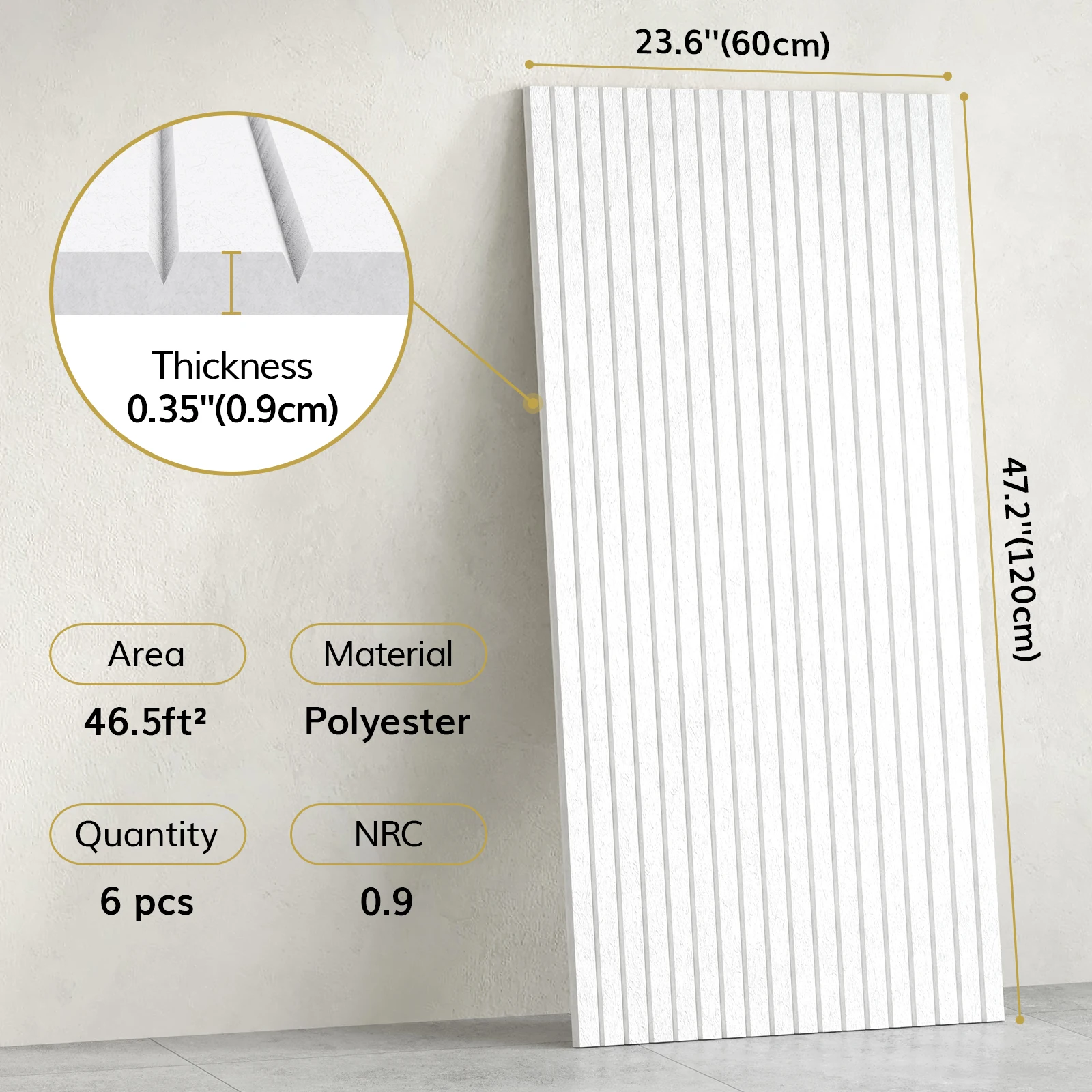 ألواح صوتية كبيرة، 47.2 بوصة × 23.6 بوصة × 0.35 بوصة لوحة حائط صوتية، ألواح مقاومة للصوت ذاتية اللصق لامتصاص الصدى