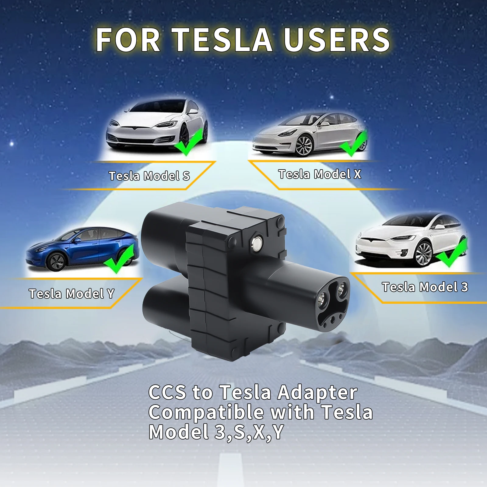 CCS2 To Tesla EV Charger Adapter 250A CCS2 Combo Tesla Convertor for Car Charger CCS2 Compatible Tesla Model 3