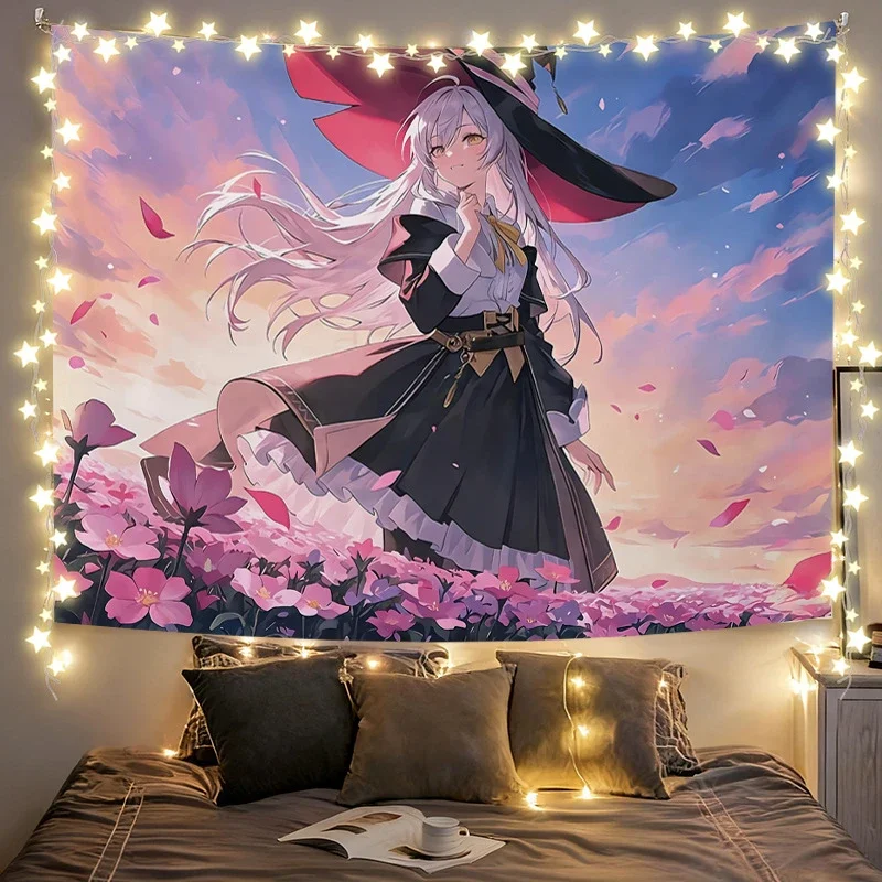 VIKAMA Silver Hair Girl Rose Field Tapestry Wall Hanging, 6 Designs, Wall Decor for Bedroom Living Room Dorm