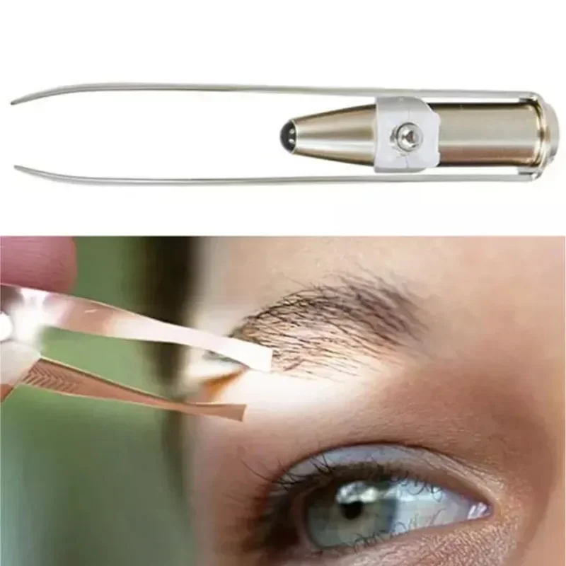 EyeblogugDesign-Pince à épiler LED en acier inoxydable, outils de dissolvant de cils, pince à cils légère, maquillage de beauté, 1 PC