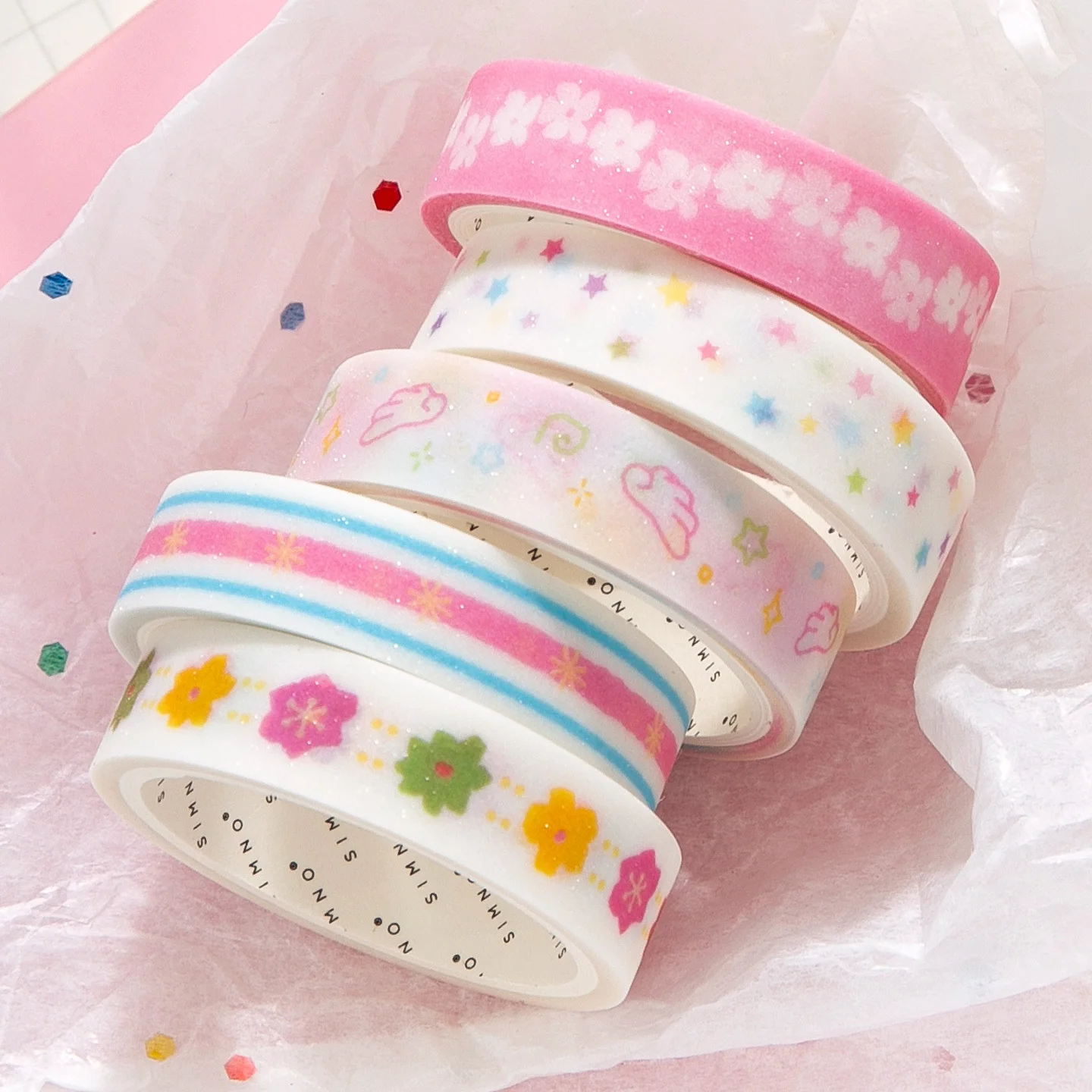 5pcs Icing Fantasy Washi Tape Set, Japanese-Style Cute Girly Journal Decoration Background Material, Boxed Scrapbooking Tapes