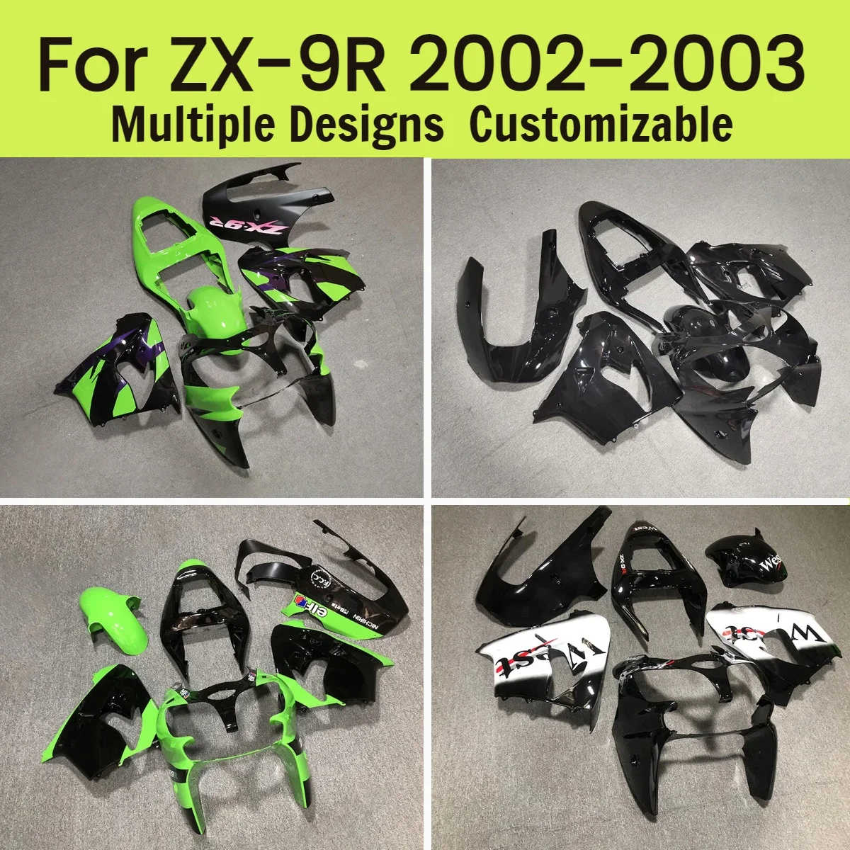 

For Kawasaki ZX9R 2002 2003 Motorcycle Accessories Fairings ZX 9R 02 03 Aftermarket Bodywork Full Fairing Kit