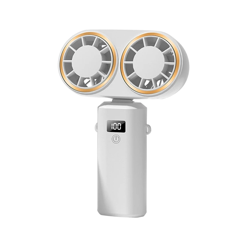 USB Перезаряжаемый двухсторонний вентилятор 2400 мАч ручной вентилятор с подвесным шейным вентилятором складной настольный вентилятор с цифровым дисплеем прочный