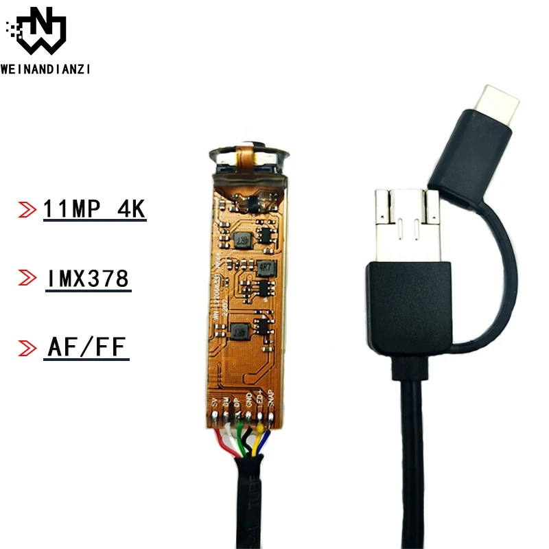 

HD IMX378 4K Endoscope USB camera module 11mp AF /FF With LED light For medical equipment inspection 3-in-1 button camera cable