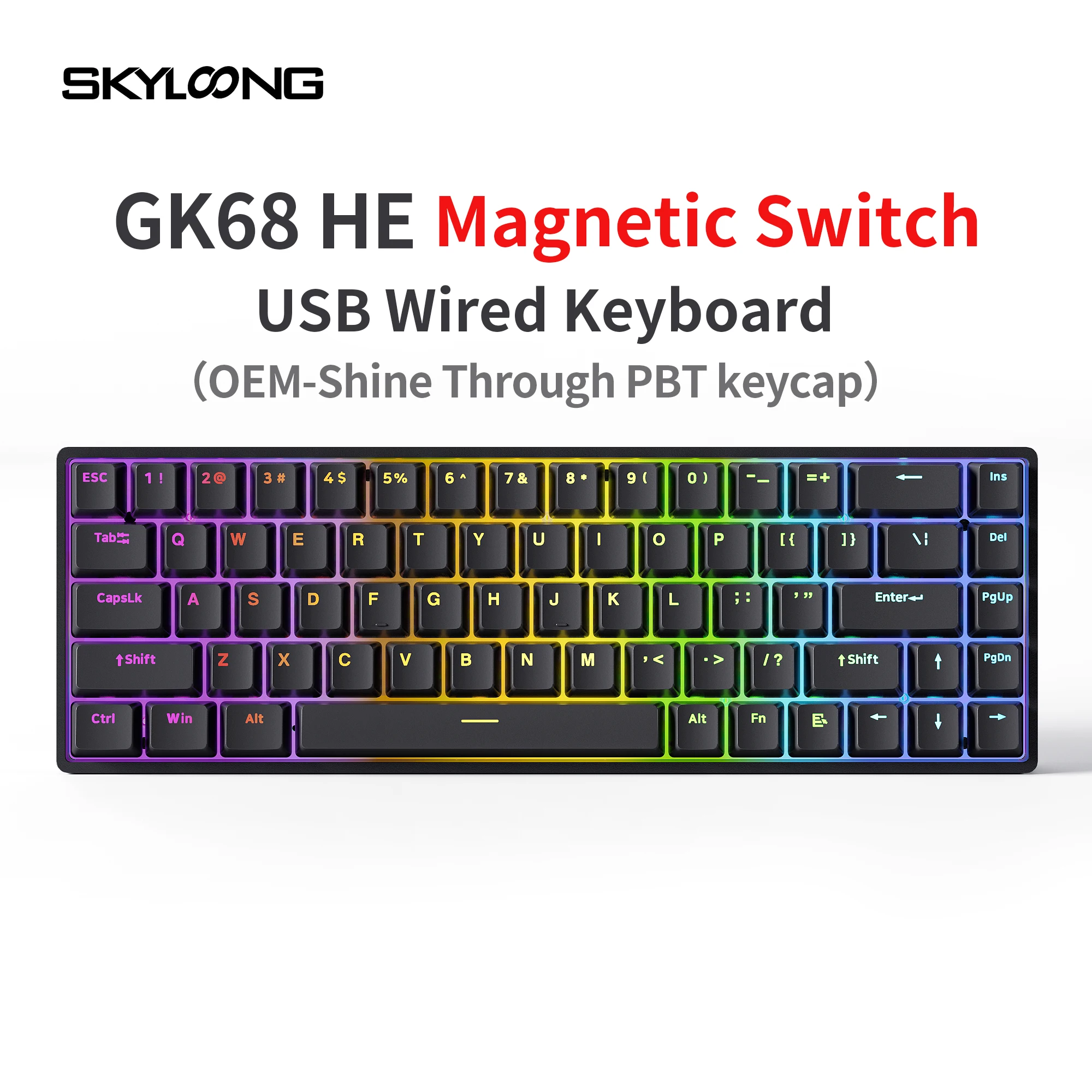 SKYLONG GK 68 HEメカニカルキーボードGateron磁気スイッチRT 0.02 RGB