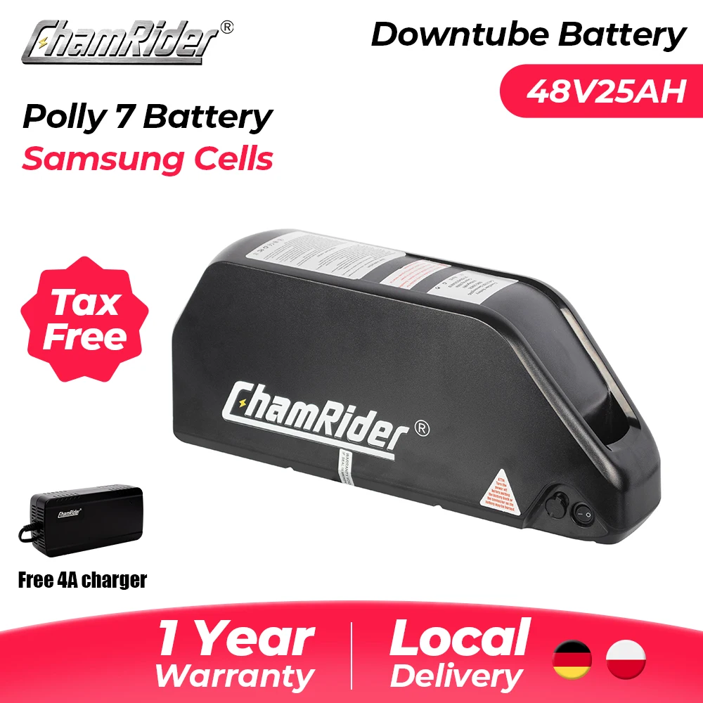 ChamRider POLLY 7/9 48V 24.5AH 25AH batterie de vélo électrique à tube inférieur-40A Daly BMS 21700 Lithium-ion longue durée de vie haute puissance