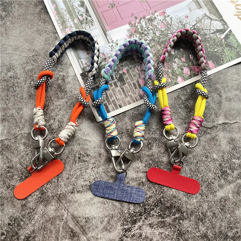 

Keychain on the Phone Charm Strap Contrasting Colors Lanyard With Patch Phone Wrist Strap Anti-lost Cell Accessories Chain Rope