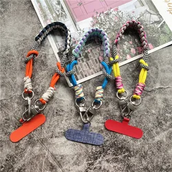 Keychain on the Phone Charm Strap Contrasting Colors Lanyard With Patch Phone Wrist Strap Anti-lost Cell Accessories Chain Rope