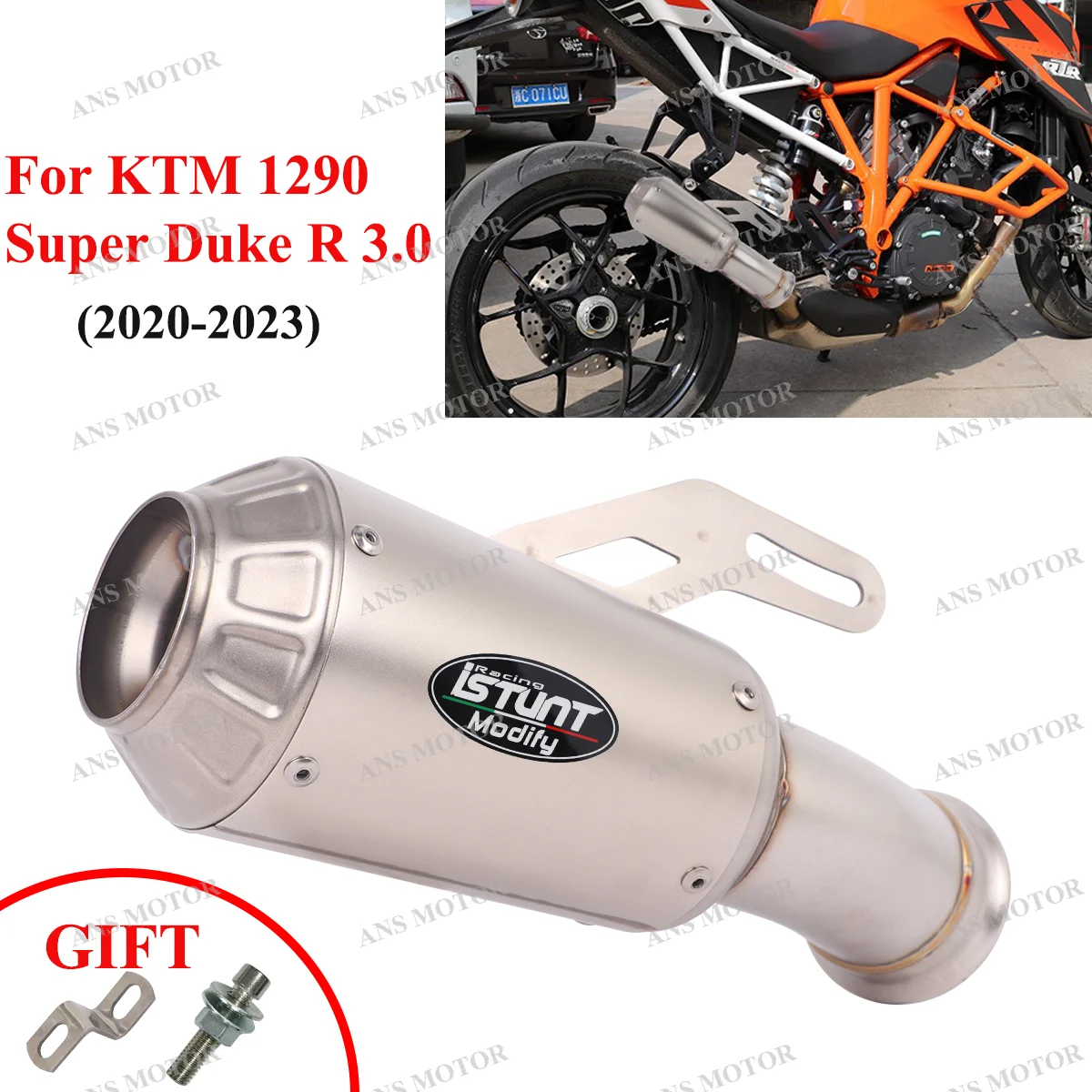 

Slip On For KTM 1290 Super Duke R 3.0 2020-2023 Motorcycle Exhaust Muffler Middle Link Pipe Duke Exhaust Stainless