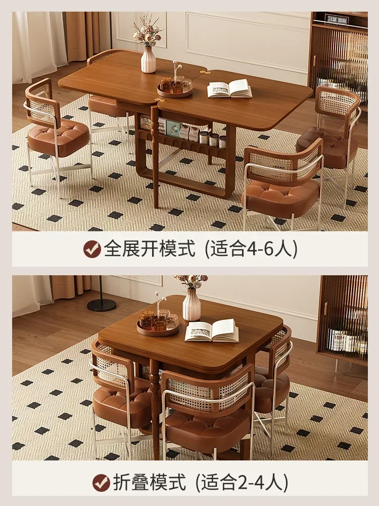 Mesa de comedor plegable, combinación de mesa de comedor y silla de almacenamiento retro francés