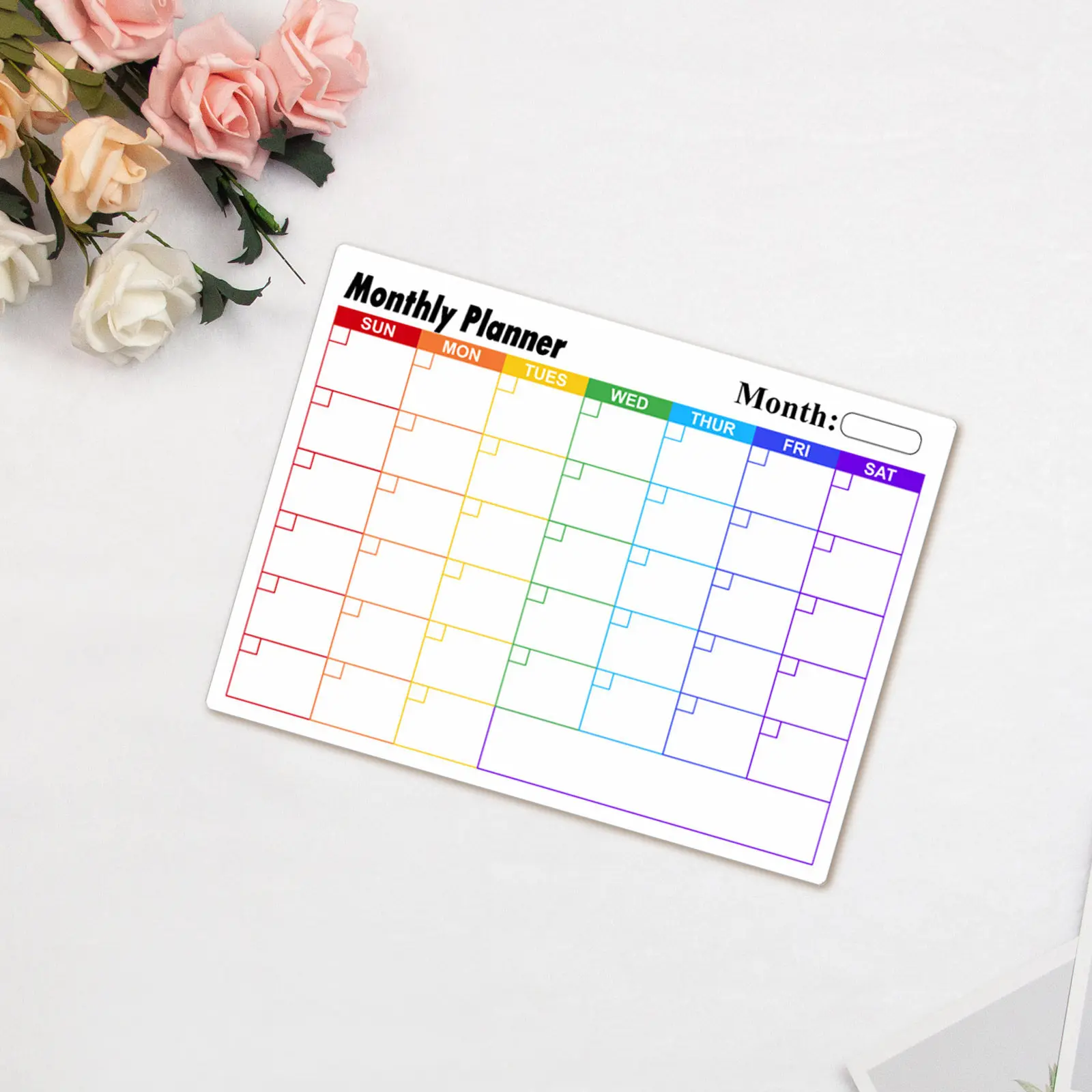 Self-Adhesive Monthly Calendar Whiteboard Sticker Dry Erase Planner for Wall Refrigerator Office Kitchen 12x16 Inch Removable
