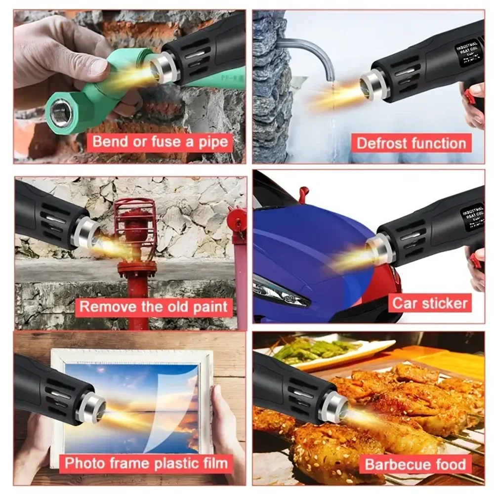 2000W Hot Air Gun High Power Temperature Regulating Industrial Electric Heat Gun Automobile Film Baking Gun Tool