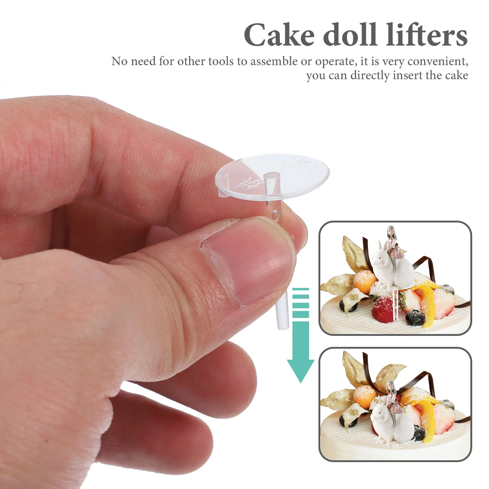 100 Pcs Baking Cake Decoration Ornament Base Transparent Plastic Insert Bottom Bracket Holder Nail Tray