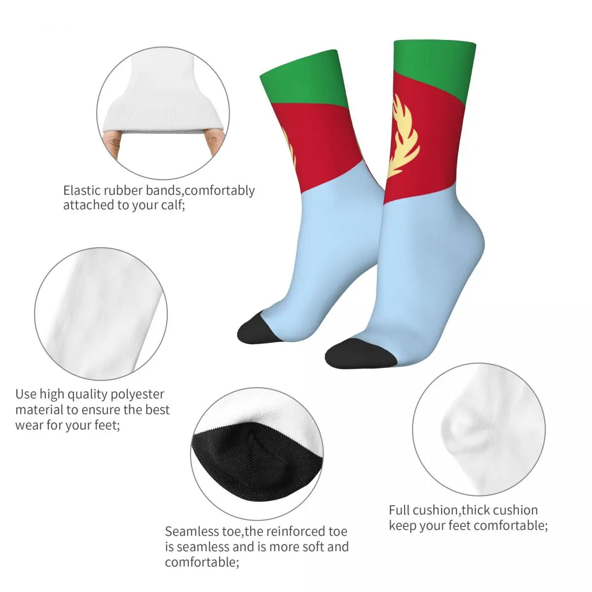 Winter Warm Fashion Unisex Eritrea Flag Proud Eritrean Socks Non-slip Sports Socks