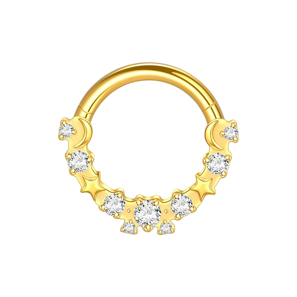 1PC G23 Titanium Marquise CZ Septum Clicker Hoop Neuspiercings Oorkraakbeen Oorbel Daith Tragus Helix Conch Piercing Sieraden 16G