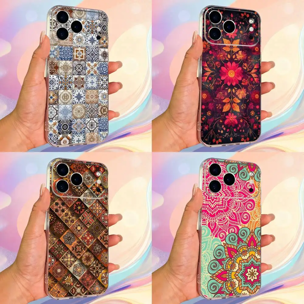 

Colorful Mandala Pattern For iPhone 12,Mini,16,X,13,XR,15,Pro,17,Plus,11,Max,14,SE,XS,Transparent Soft Cover Case