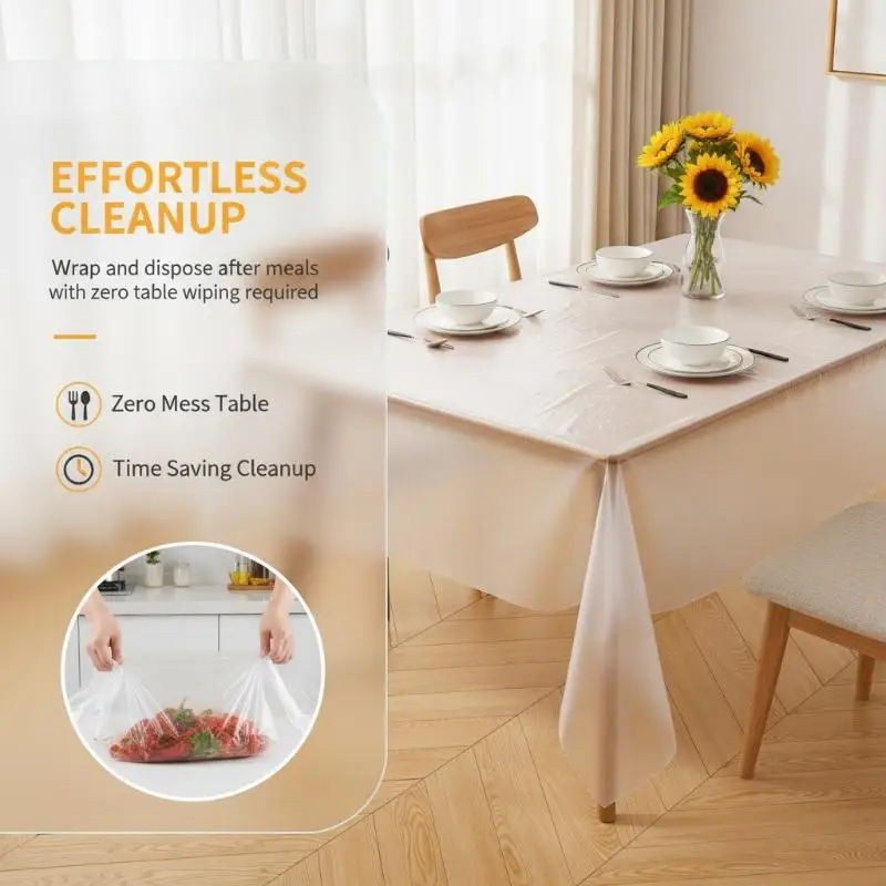 Disposable Table Cloths White Thick Waterproof Oilproof 25/80Pcs Easy Clean for Camping Family Gathering