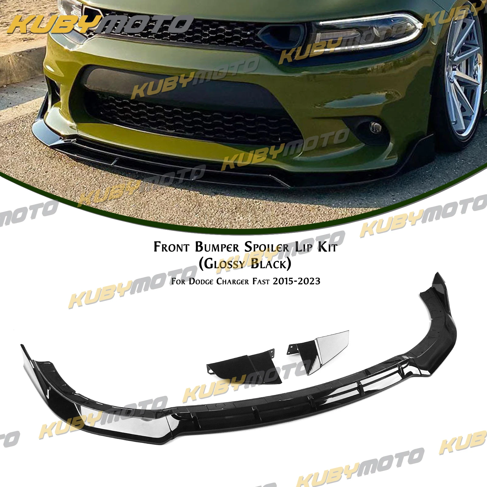 

5 PCS Front Spoiler Lip Lower Splitter Blade Guard For Dodge Charger Fast 2015-2023 SRT Bumper