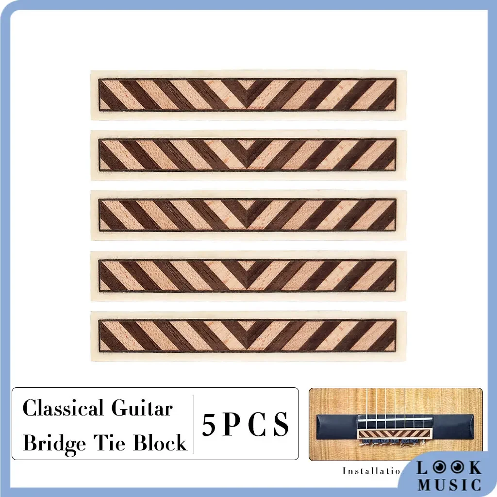 LOOK puente de lazo de madera para guitarra clásica, corbata de cuerda, guitarra Flamenco clásica española, grandes accesorios DIY para Luthiers, 5 unids/set