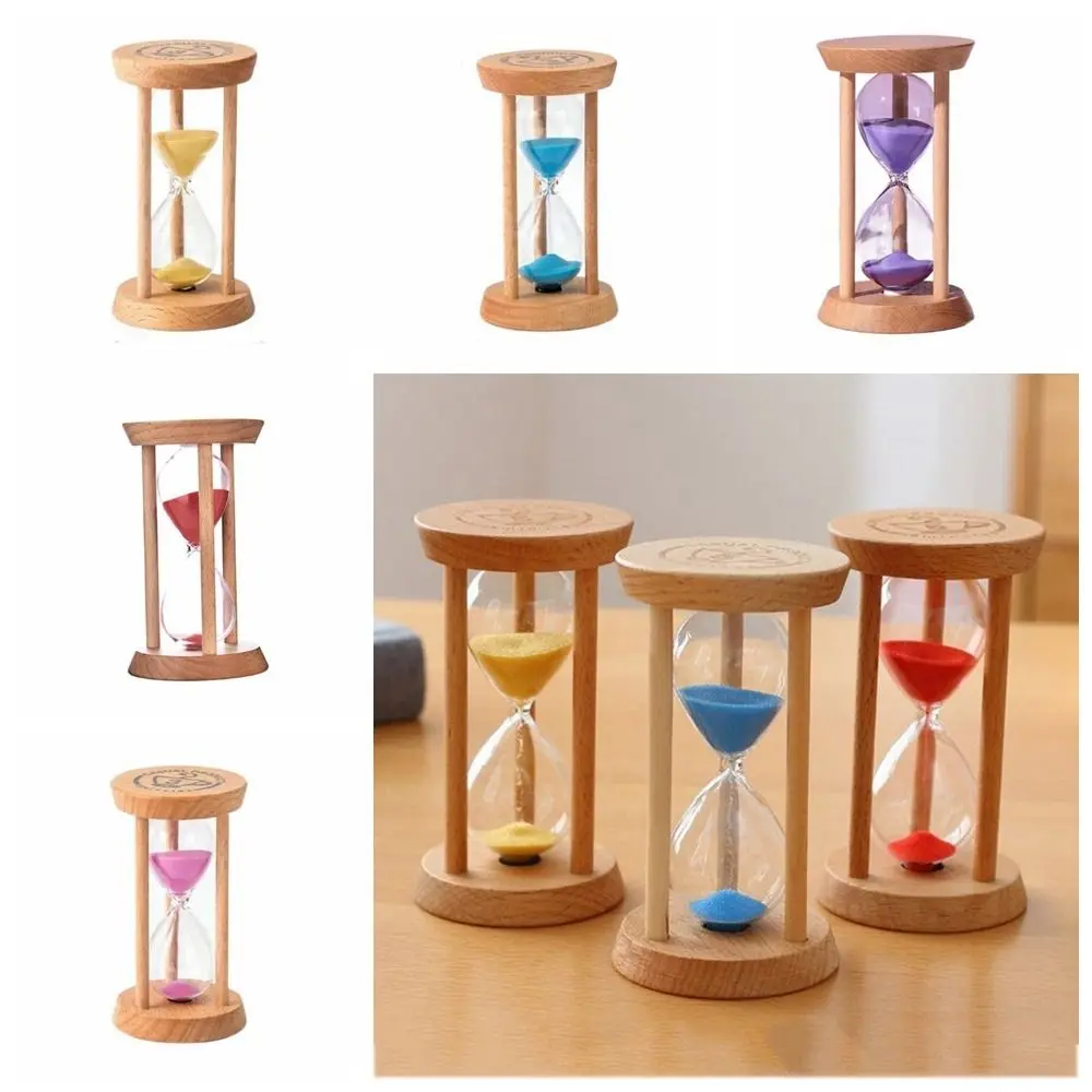 Portable Stable Connection Wooden Hourglass Wooden 1/3/5 Minutes Round Hourglass Timers No Deformation 5 colors Desktop Decor