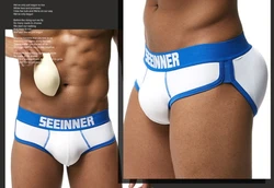 Men's Buttocks Lifter Trunk Stretchy Cotton Enlarge Bulge Pouch Back/Front Removable Pad Push Up Cup Butt-enhancing Boxer Shorts