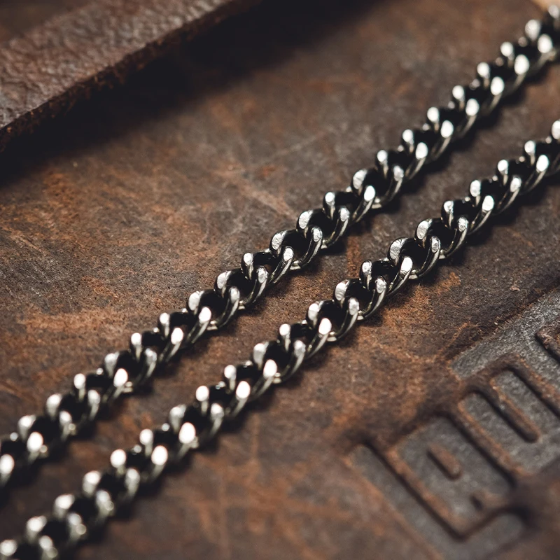 LAUTIE925 argent titane alliage acier inoxydable hommes collier cubain chaîne de clavicule EDC jouet Portable