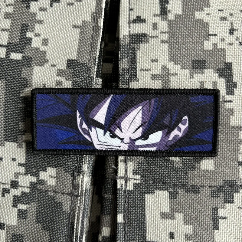 Anime Character Goku Eyes Morale Badge Quadratic Element Patch Hook and Loop Printing Cartoon Tactical Military Backpack Sticker