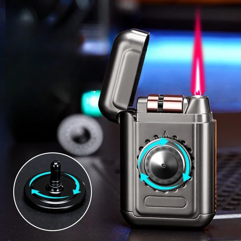 New Generation Rotary Top Split Type Red Flame Windproof Lighter with Roller Sensing Ignition Gift and Unique Feel of Lighter