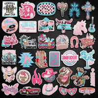 Fashion Pink West Cowboy Cowgirl Iron-on Embroidered Badge Patches for DIY T-shirt Backpack Clothing Appliques Sticker