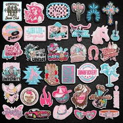 Fashion Pink West Cowboy Cowgirl Iron-on Embroidered Badge Patches for DIY T-shirt Backpack Clothing Appliques Sticker
